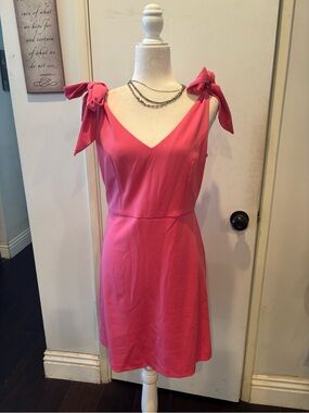 BCBGeneration Coral Pink Tie-Shoulder V-Neck Mini Dress